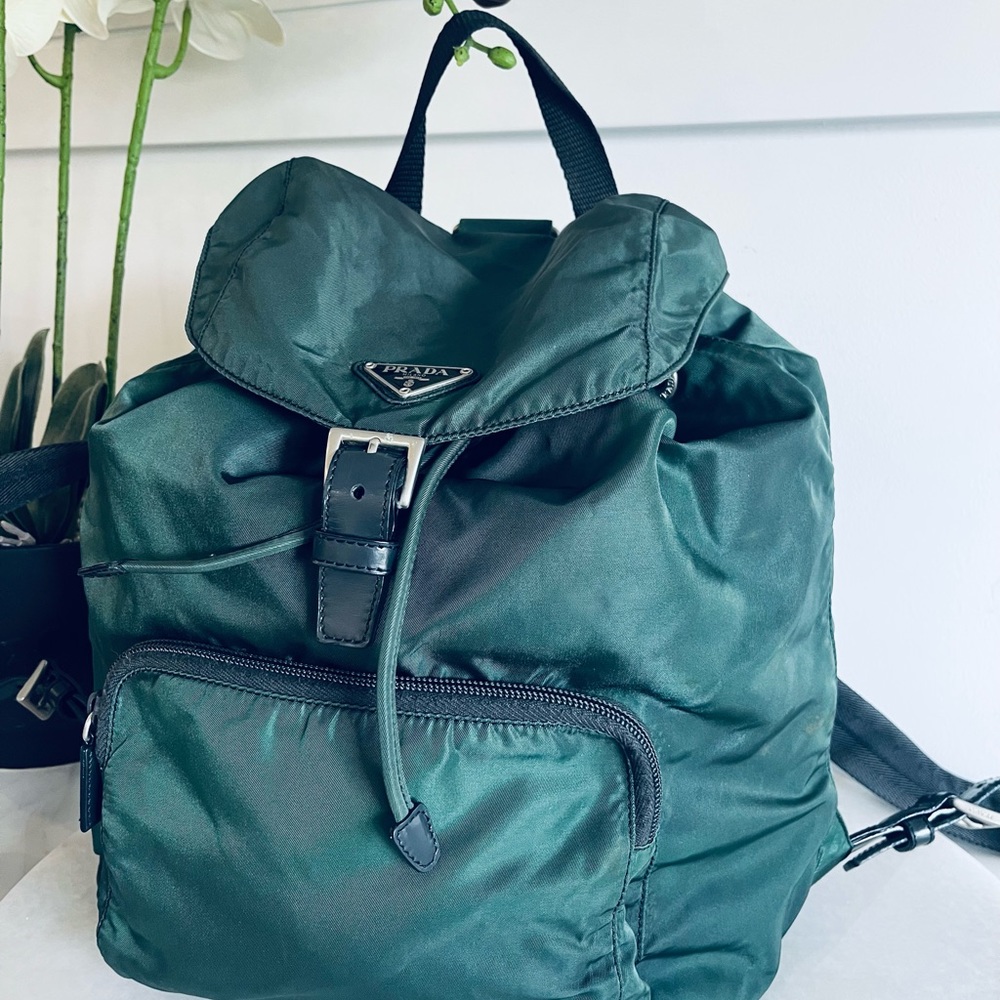 Prada Backpack in dark green